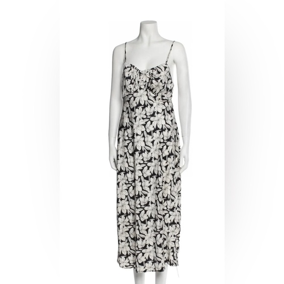 Nicole Miller Monochrome Floral Midi Dress - Picture 1 of 13